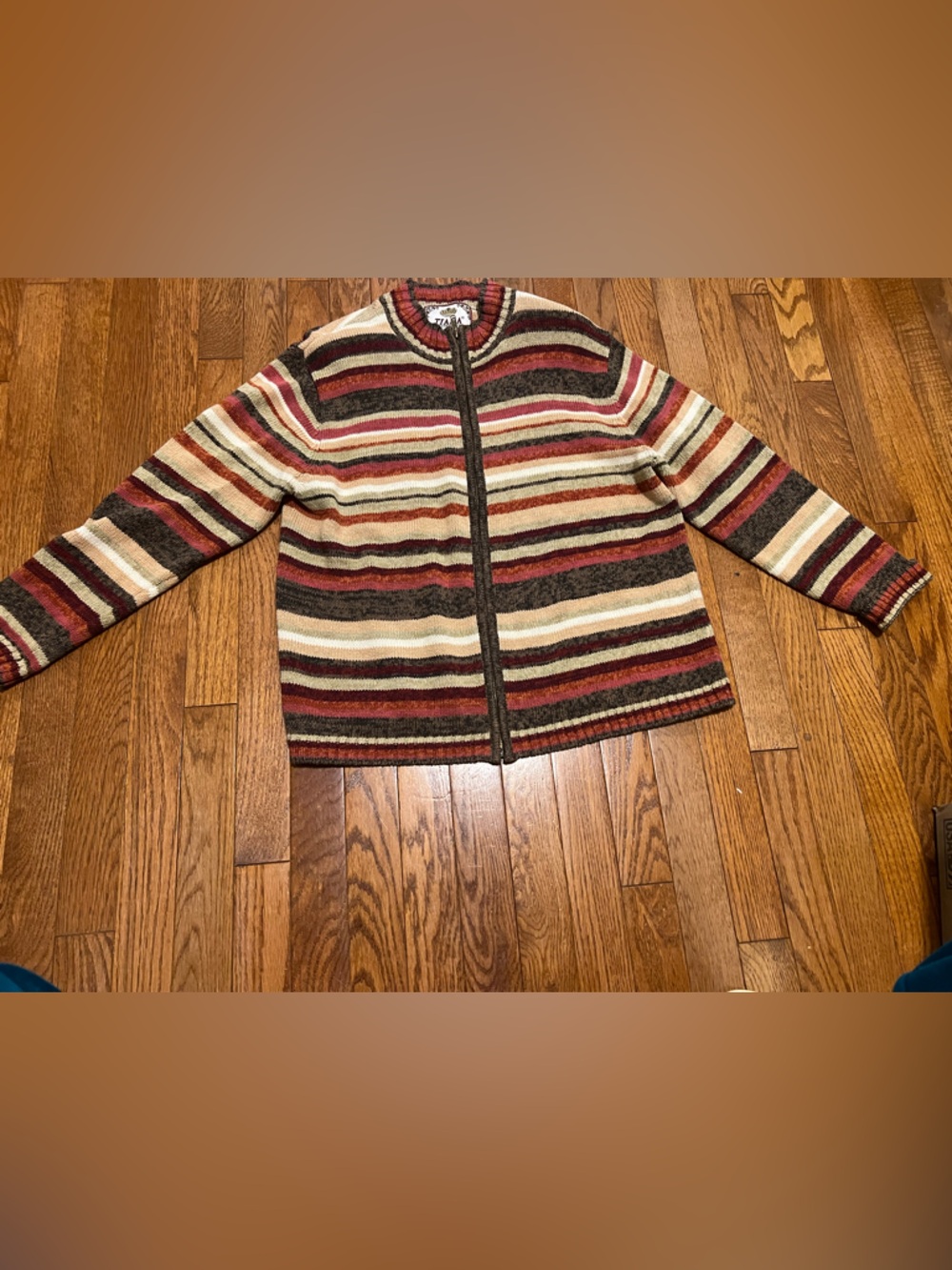 Striped Knit Zip-Front Sweater Cardigan - Multi Color